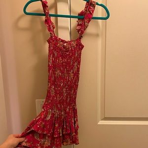 Floral Mini Dress - Hot Pink